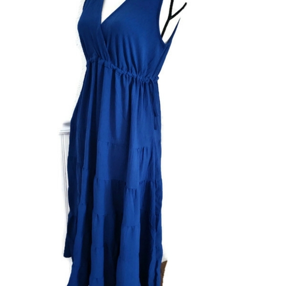 Max Studio Periwinkle Blue Maxi Sleeveless Spring Summer long  Dress - Picture 3 of 4